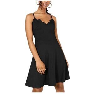 Rosie Harlow Black Scalloped Mini Dress Small Fit & Flare LBD